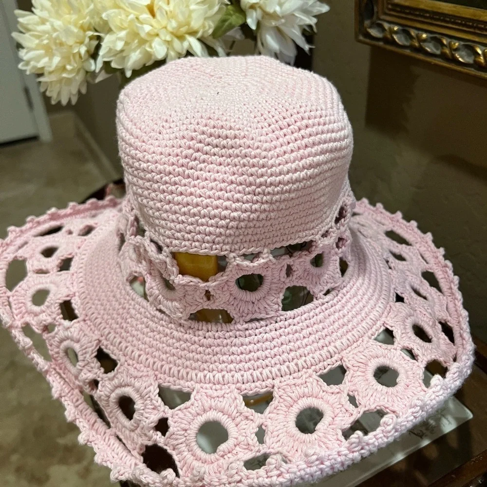 Head's Up by Rico Crochet Bucket Hat Flower Boho Festival Sun Hat
